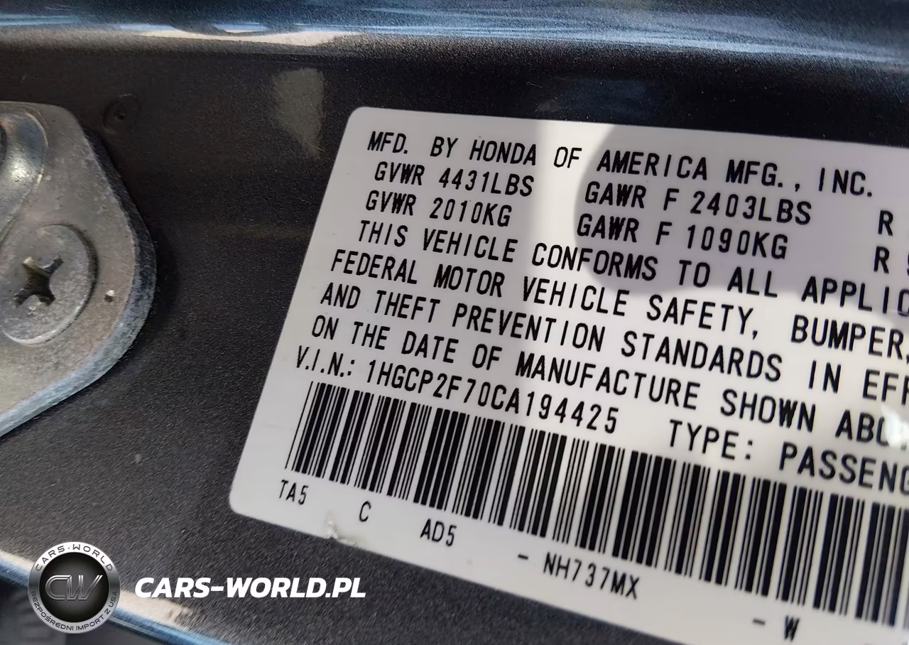 2010 Honda Accord 2.4 Ex VIN:1HGCP2F70AA194425 - 9