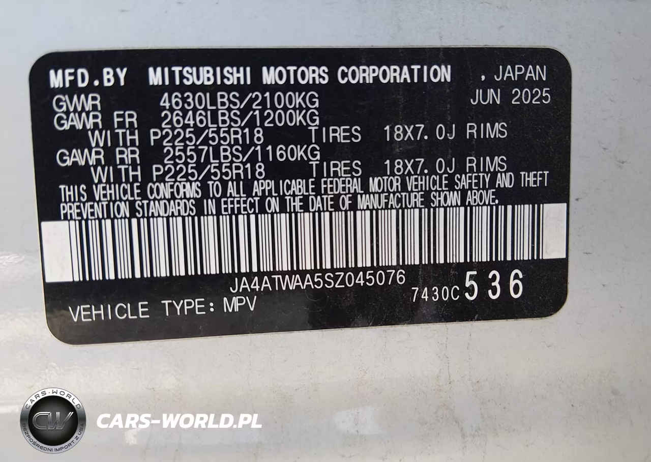 2025 Mitsubishi Eclipse Cross Black Edition S-Awc-Se S-Awc-Sel S-Awc VIN:JA4ATWAA5SZ045076 - 9