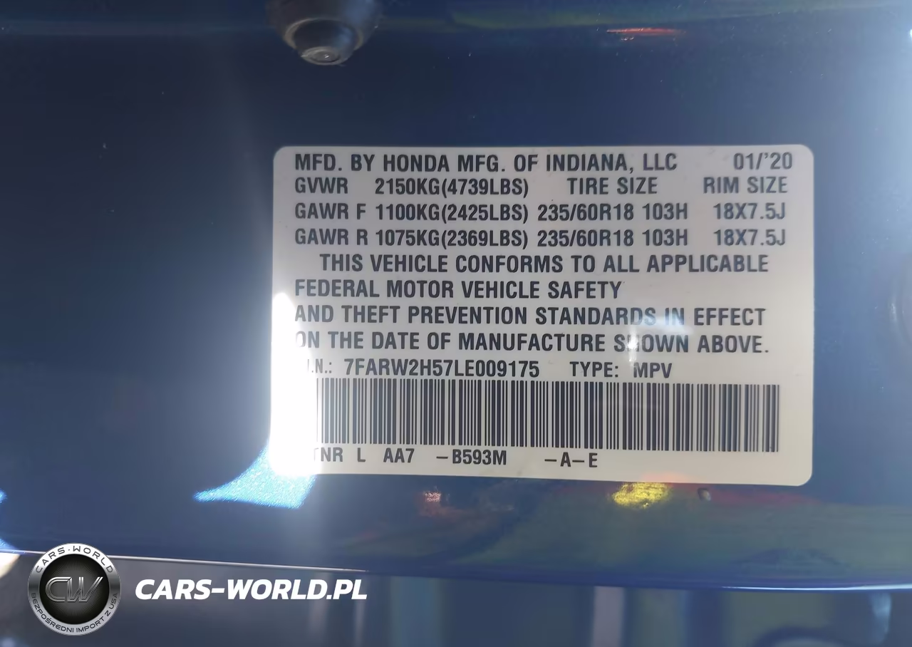 2020 Honda Cr-V Awd Ex VIN:7FARW2H57LE009175 - 9