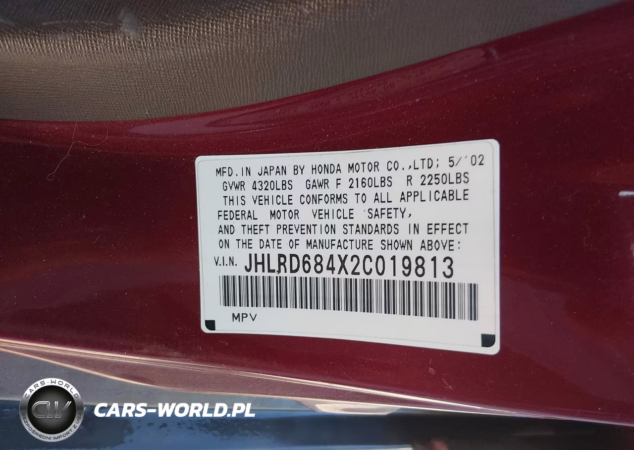 2002 Honda Cr-V Lx VIN:JHLRD684X2C019813 - 9