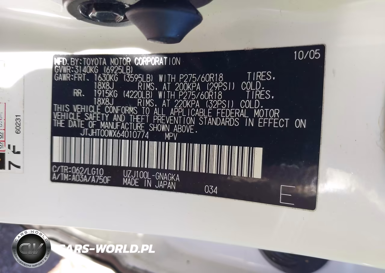 2006 Lexus Lx 470 VIN:JTJHT00WX64010774 - 9