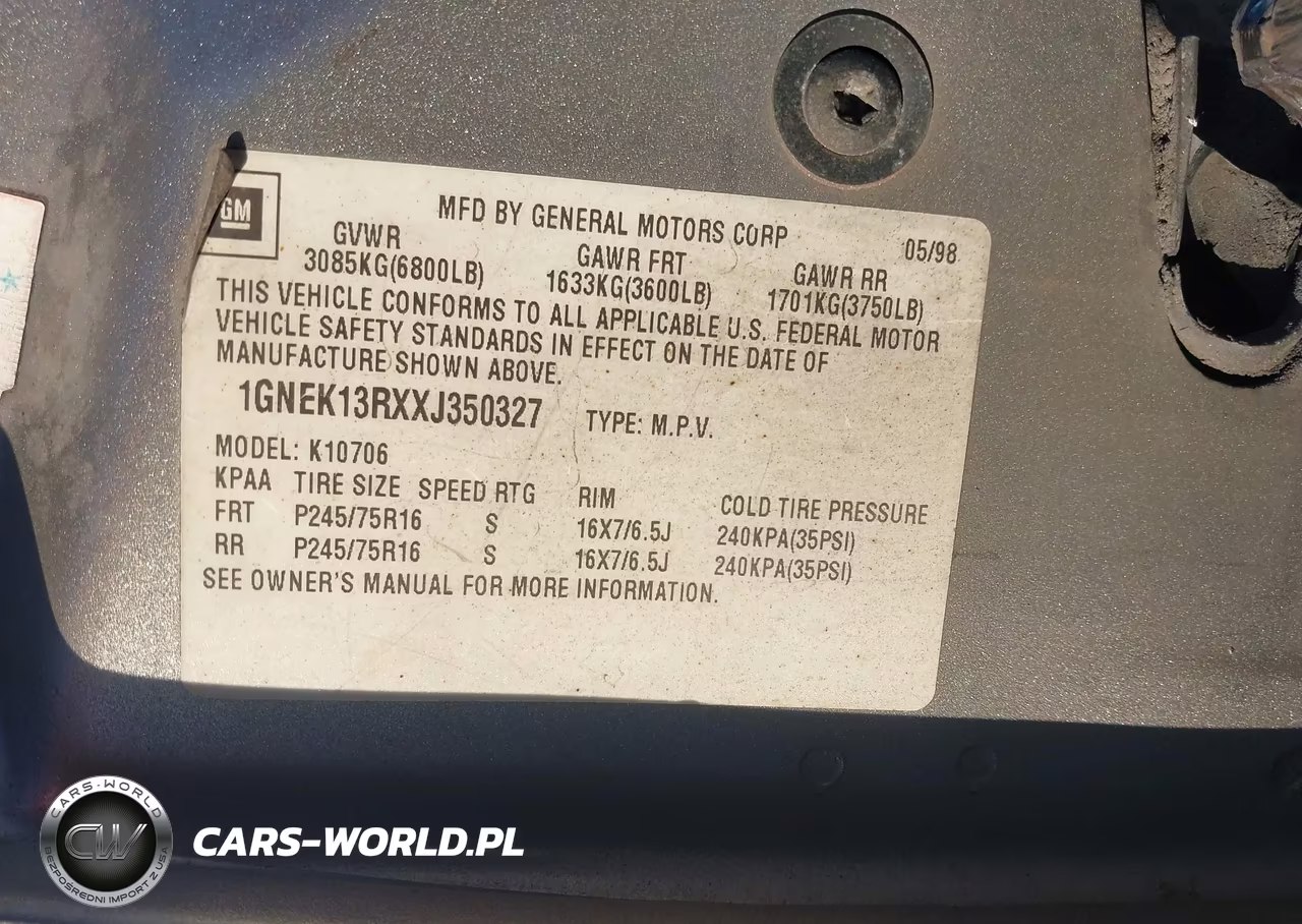 1999 Chevrolet Tahoe Ls VIN:1GNEK13RXXJ350327 - 9