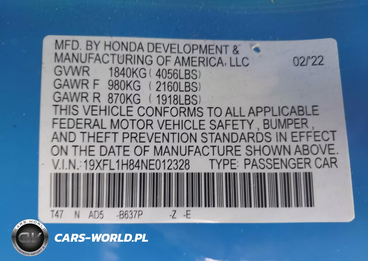 2022 Honda Civic Sport Touring VIN:19XFL1H84NE012328 - 9