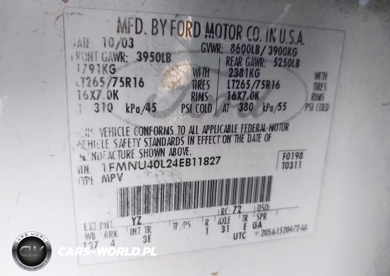 2004 Ford Excursion Xls-Xlt VIN:1FMNU40L24EB11827 - 9