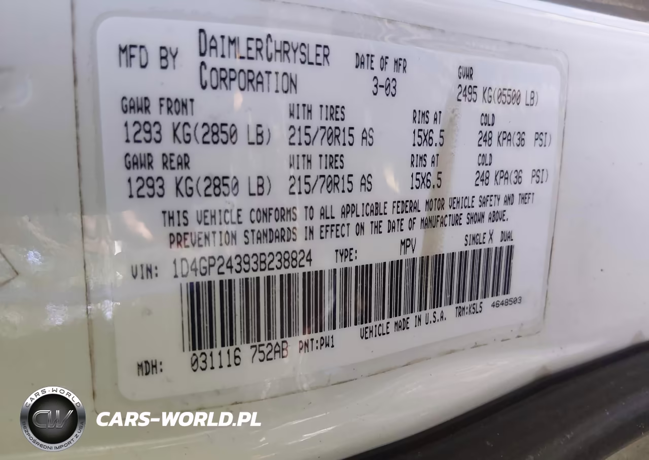 2003 Dodge Grand Caravan Se VIN:1D4GP24393B238824 - 9