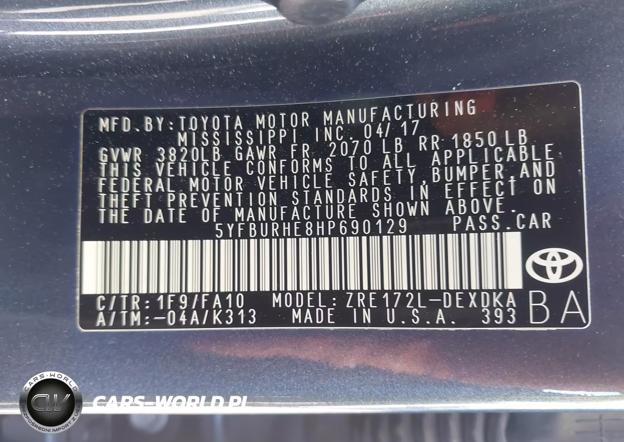 2017 Toyota Corolla L VIN:5YFBURHE8HP690129 - 9