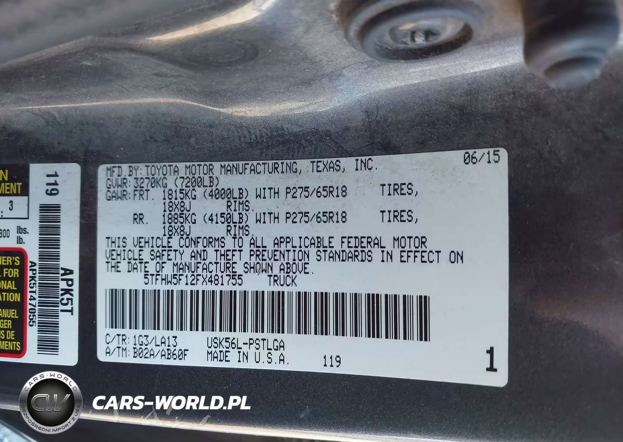 2015 Toyota Tundra Limited 5.7L V8 VIN:5TFHW5F12FX481755 - 9