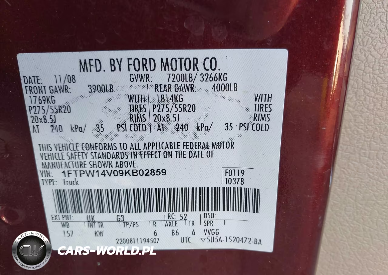 2009 Ford F-150 Fx4-King Ranch-Lariat-Platinum-Xl-Xlt VIN:1FTPW14V09KB02859 - 9