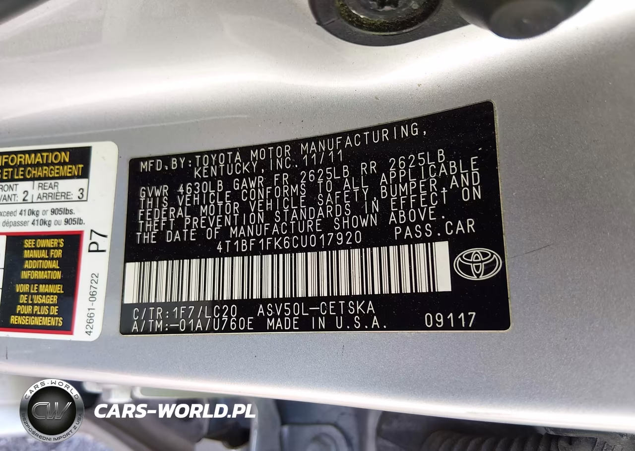 2012 Toyota Camry Se VIN:4T1BF1FK6CU017920 - 9