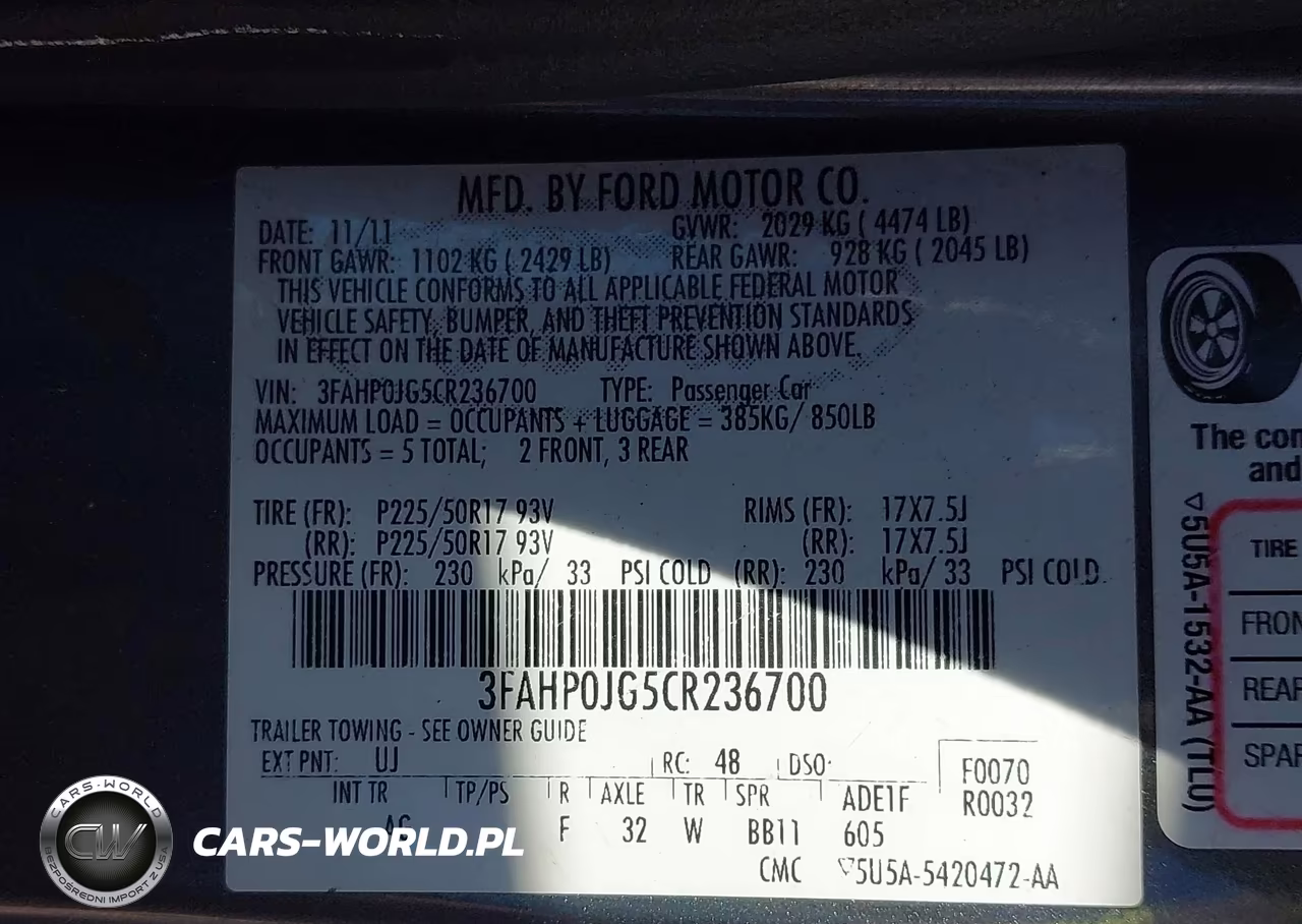 2012 Ford Fusion Sel VIN:3FAHP0JG5CR236700 - 9