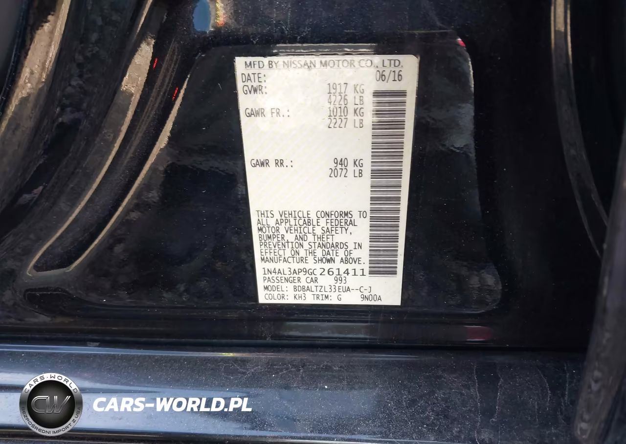 2016 Nissan Altima 2.5 Sl VIN:1N4AL3AP9GC261411 - 9