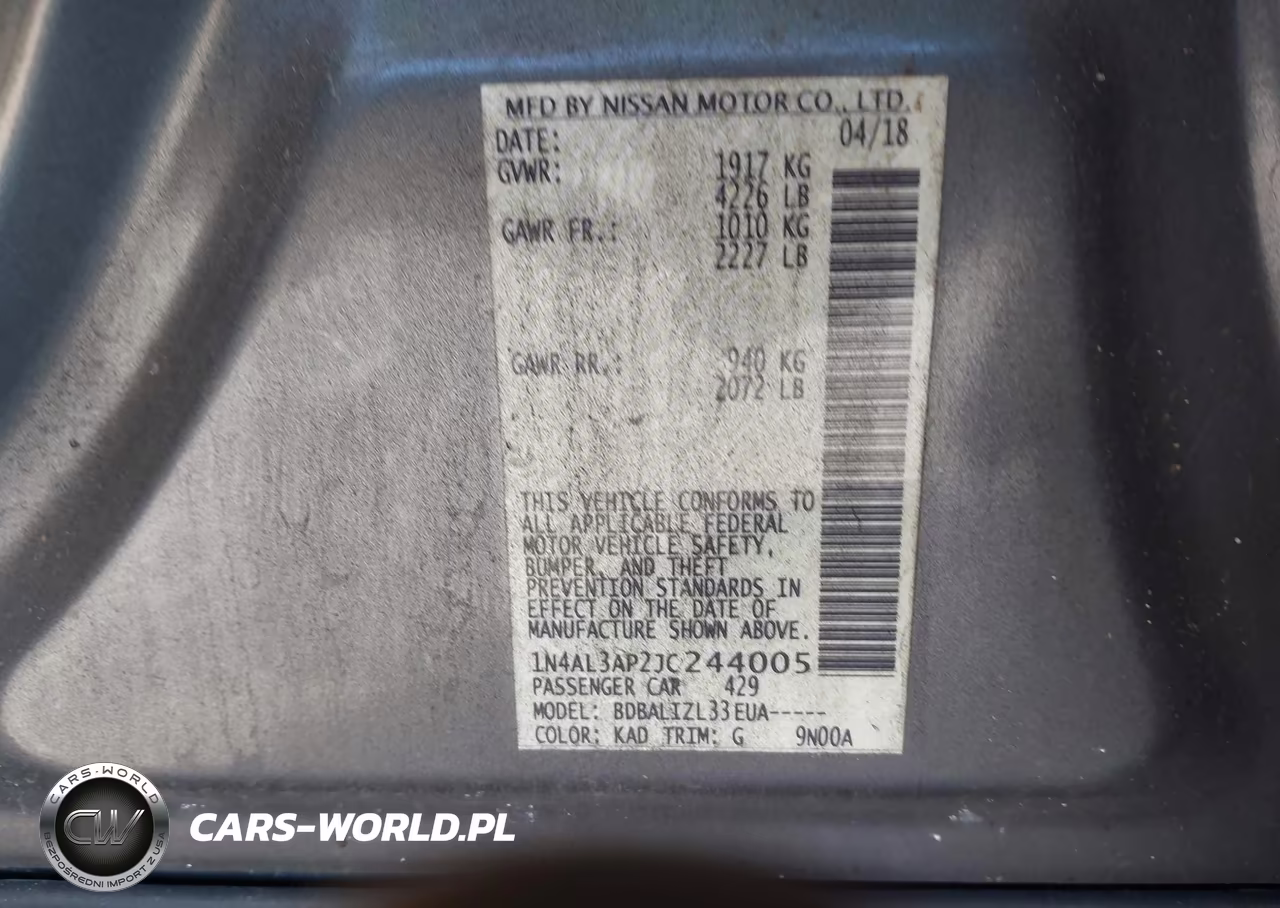2018 Nissan Altima 2.5 Sv VIN:1N4AL3AP2JC244005 - 9