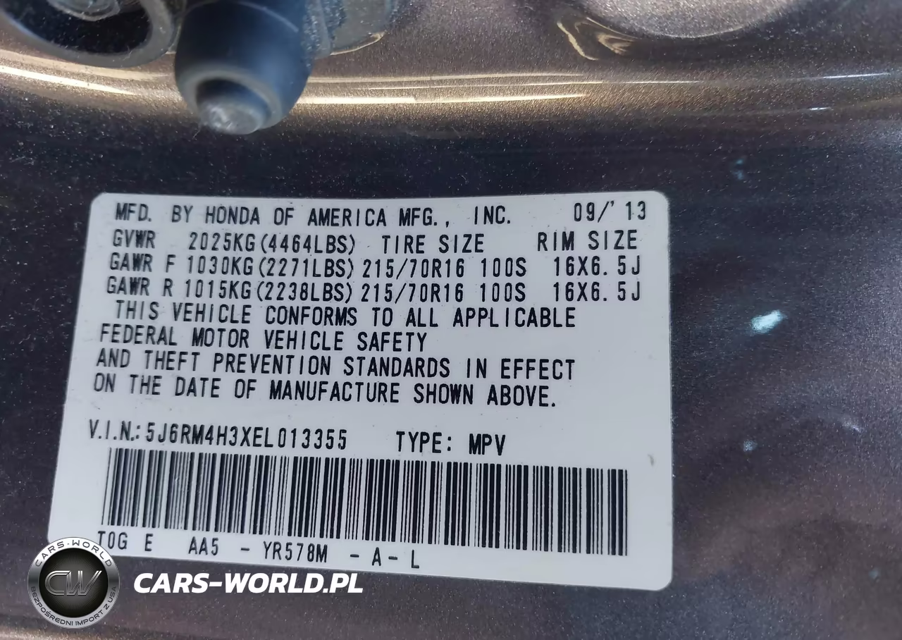2014 Honda Cr-V Lx VIN:5J6RM4H3XEL013355 - 9