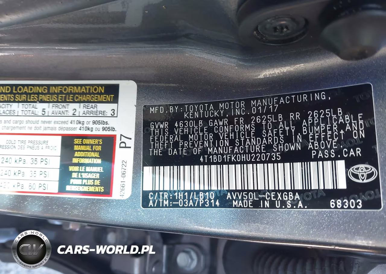 2017 Toyota Camry Hybrid Xle VIN:4T1BD1FK0HU220735 - 9