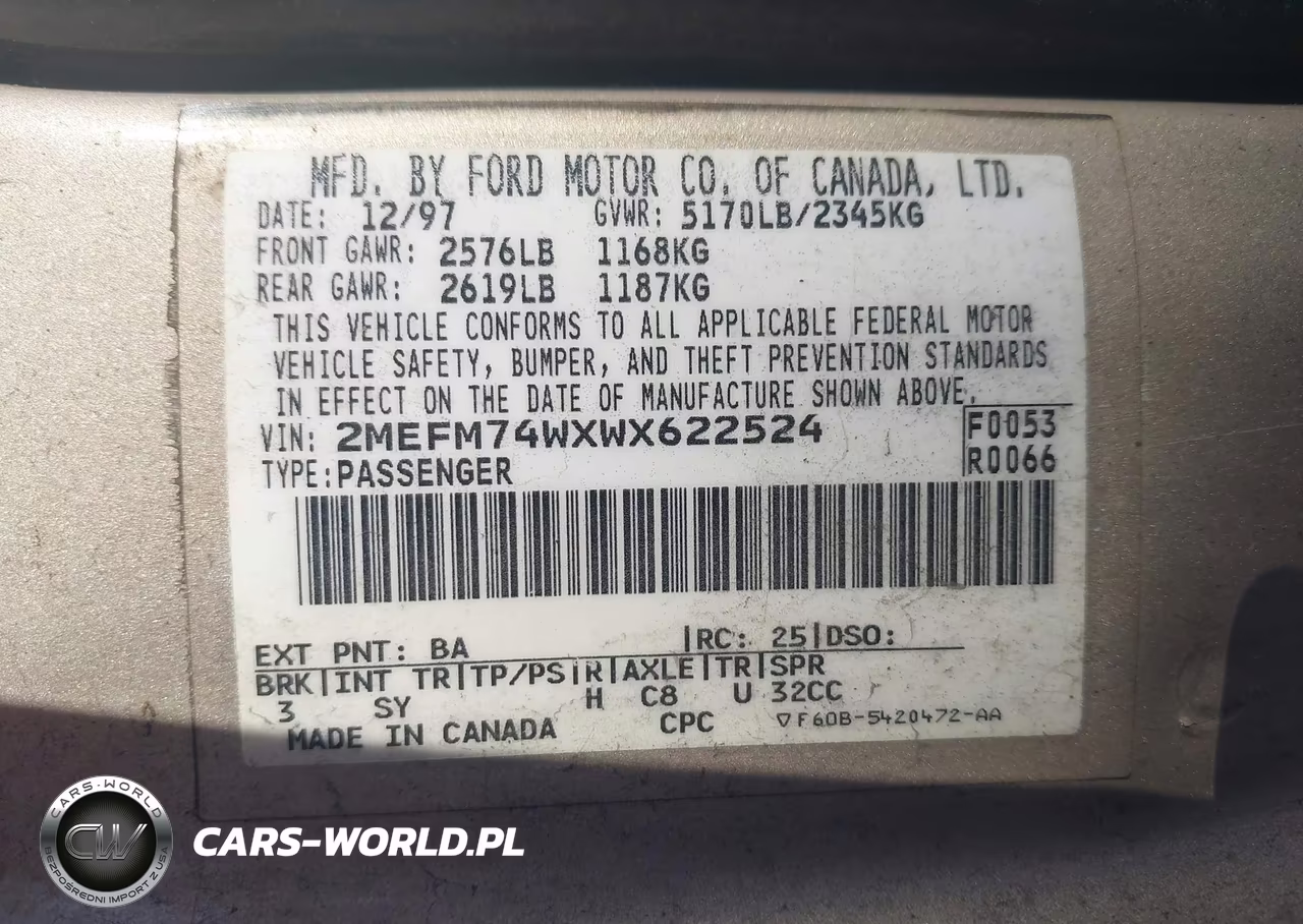 1998 Mercury Grand Marquis VIN:2MEFM74WXWX622524 - 9