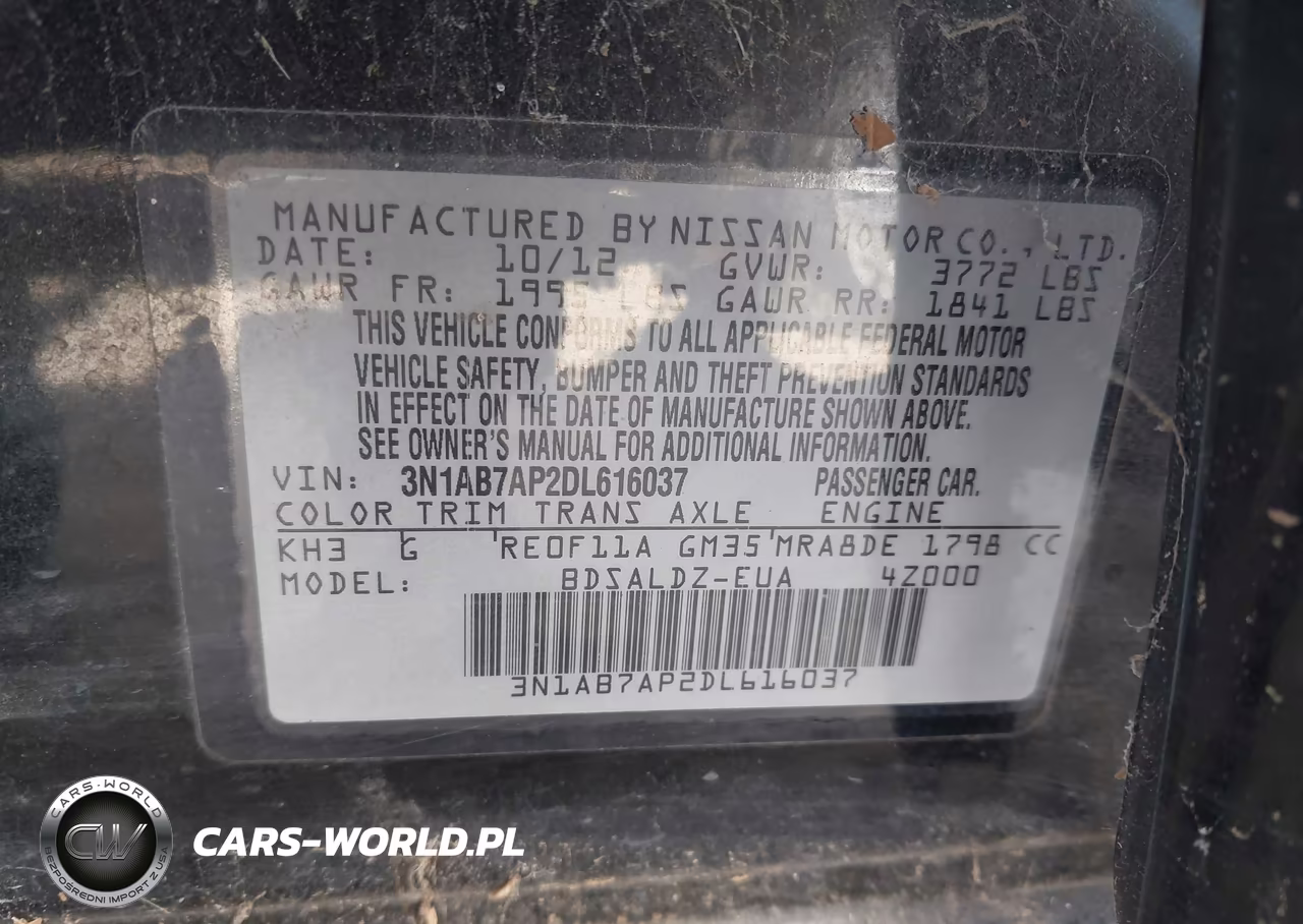 2013 Nissan Sentra Sv VIN:3N1AB7AP2DL616037 - 9