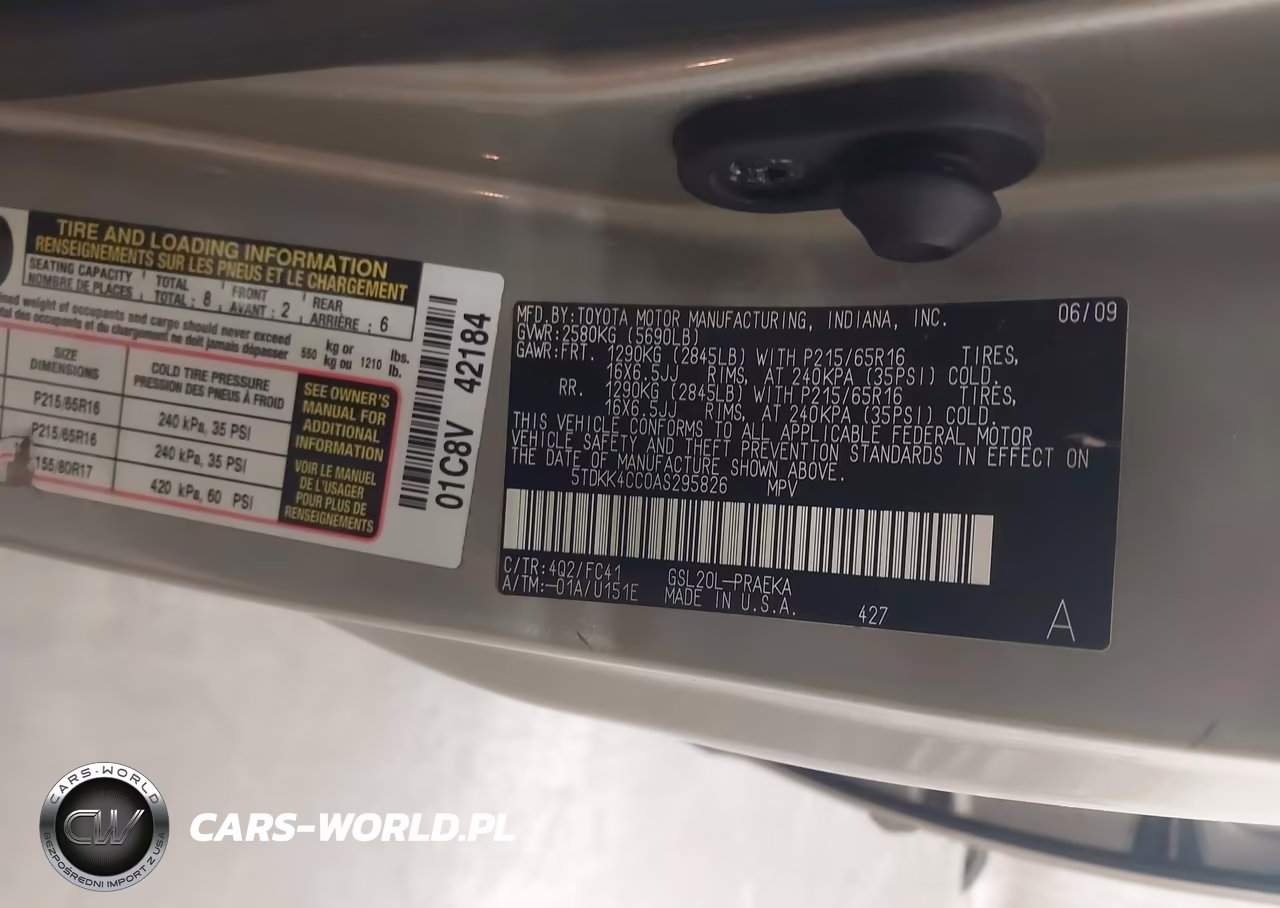 2010 Toyota Sienna Le VIN:5TDKK4CC0AS295826 - 9