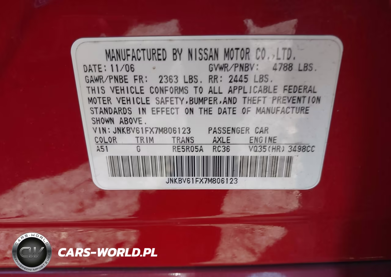 2007 Infiniti G35X VIN:JNKBV61FX7M806123 - 9