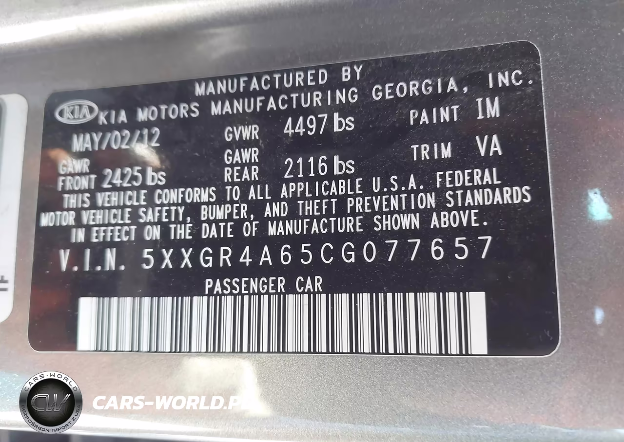 2012 Kia Optima Sx VIN:5XXGR4A65CG077657 - 9