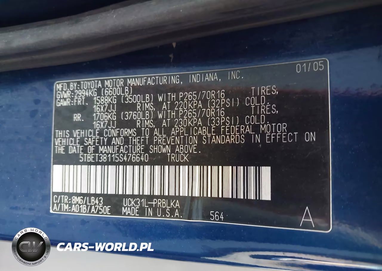 2005 Toyota Tundra Limited V8 VIN:5TBET38115S476640 - 9
