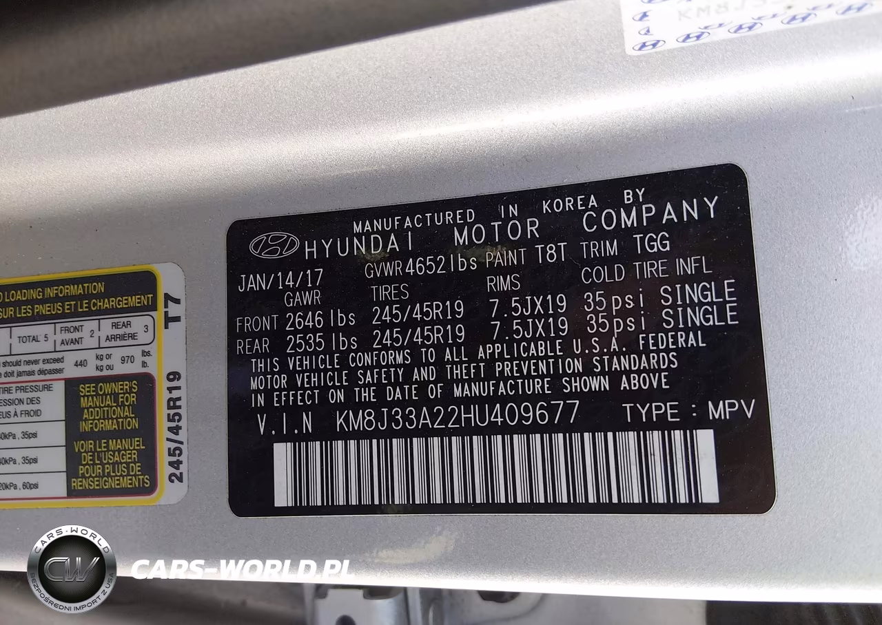 2017 Hyundai Tucson Sport VIN:KM8J33A22HU409677 - 9