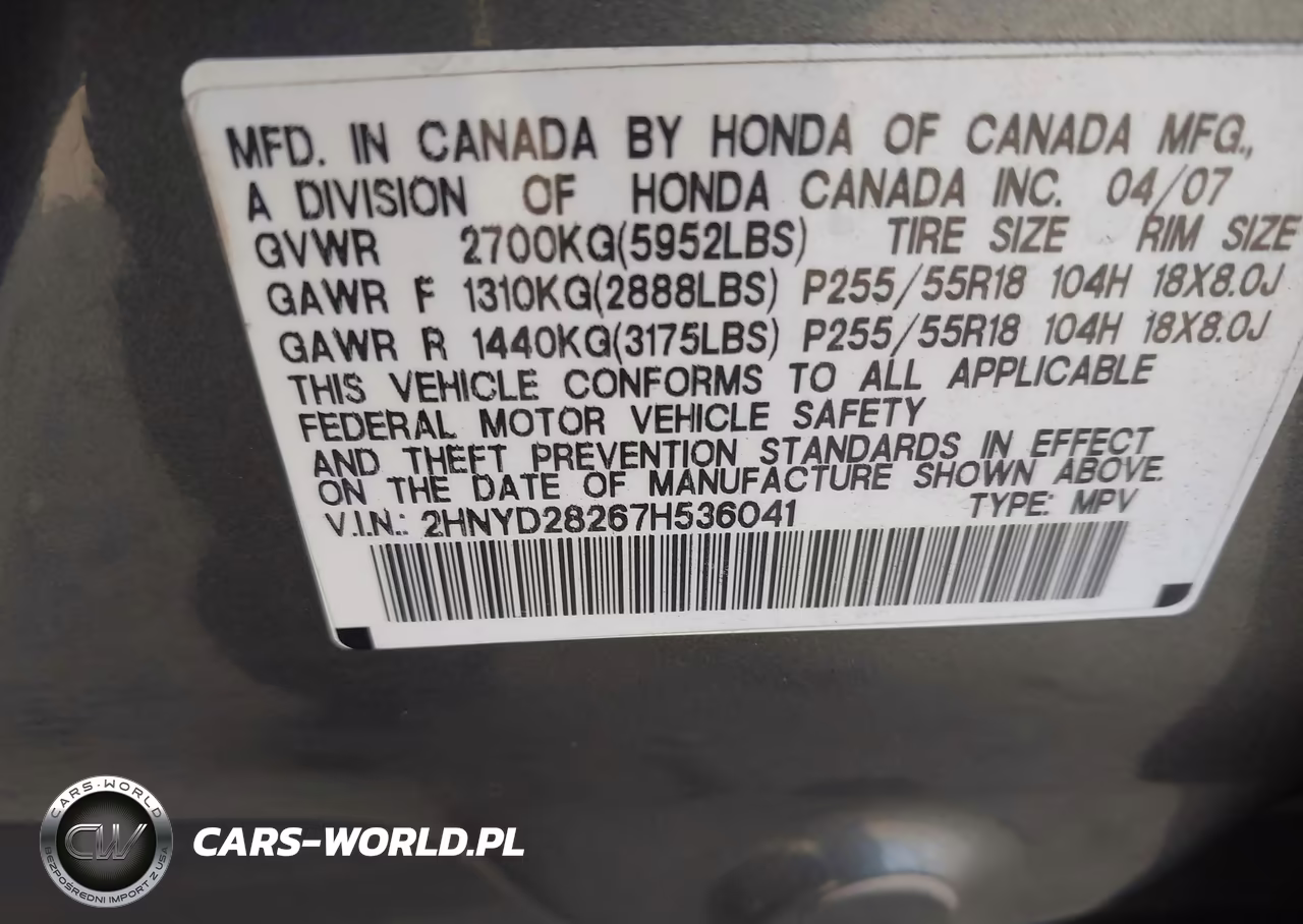 2007 Acura Mdx VIN:2HNYD28267H536041 - 9