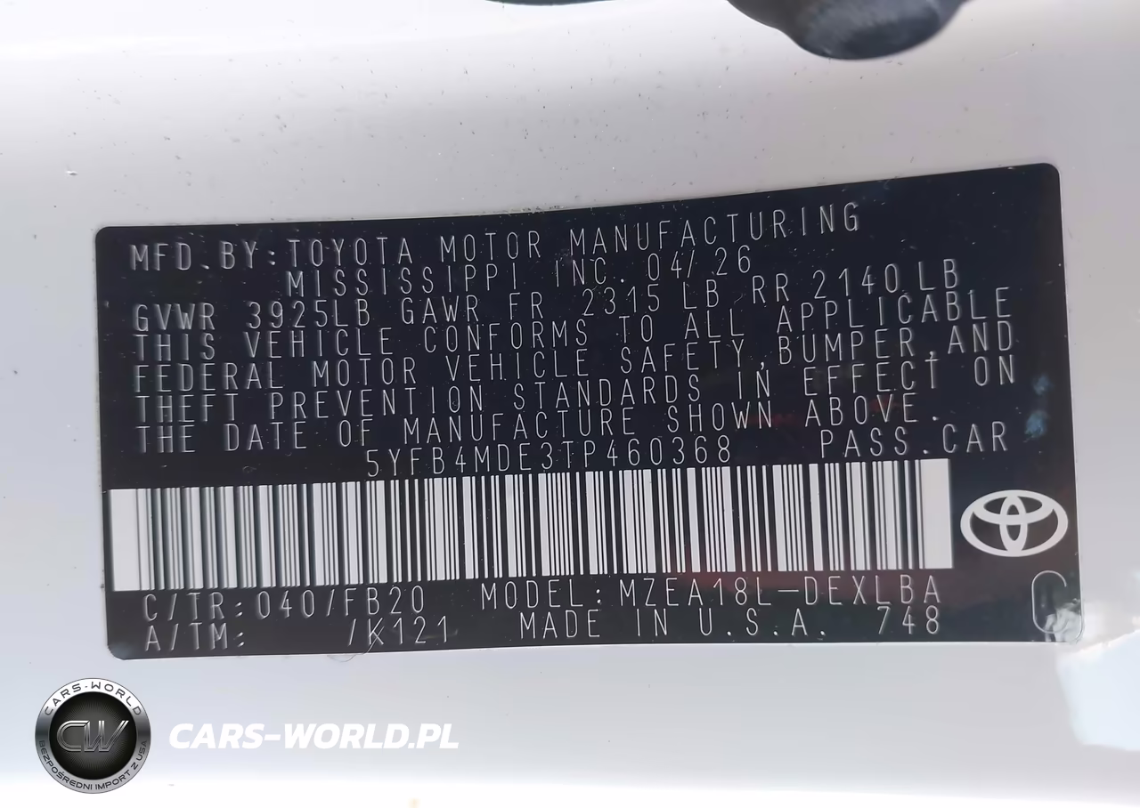 2026 Toyota Corolla Le VIN:5YFB4MDE3TP460368 - 9