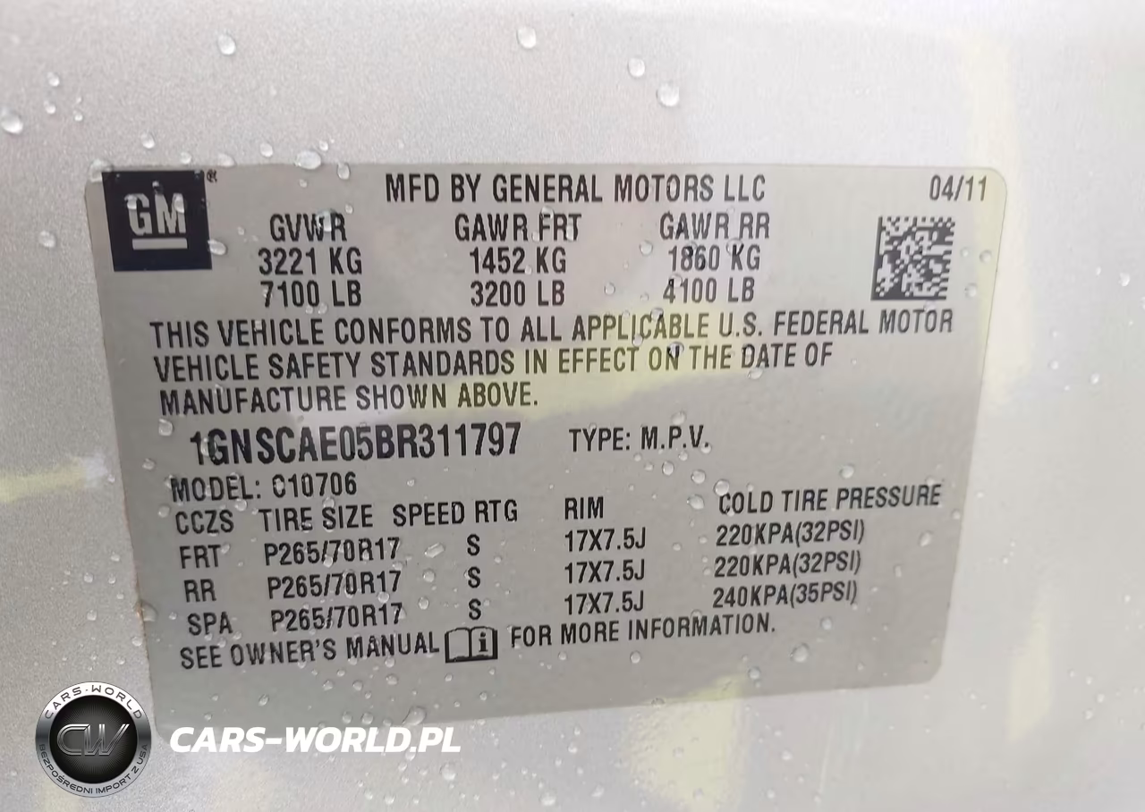 2011 Chevrolet Tahoe Ls VIN:1GNSCAE05BR311797 - 9