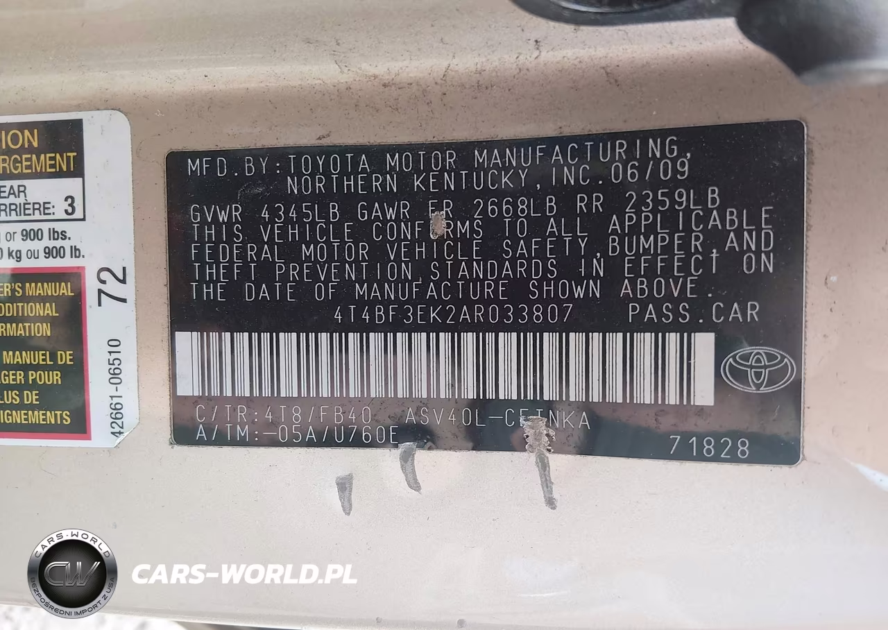 2010 Toyota Camry Le VIN:4T4BF3EK2AR033807 - 9
