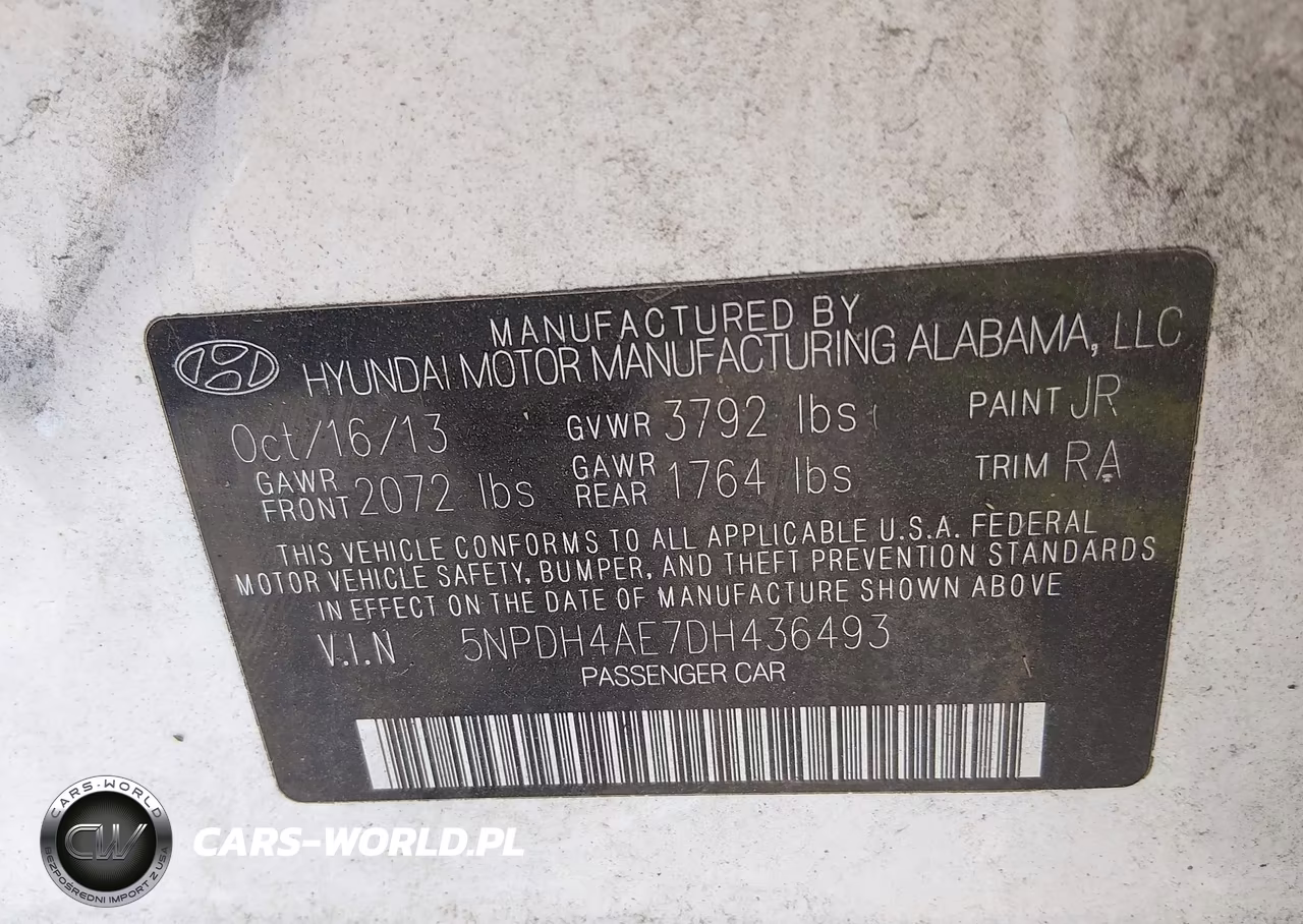 2013 Hyundai Elantra Gls VIN:5NPDH4AE7DH436493 - 9