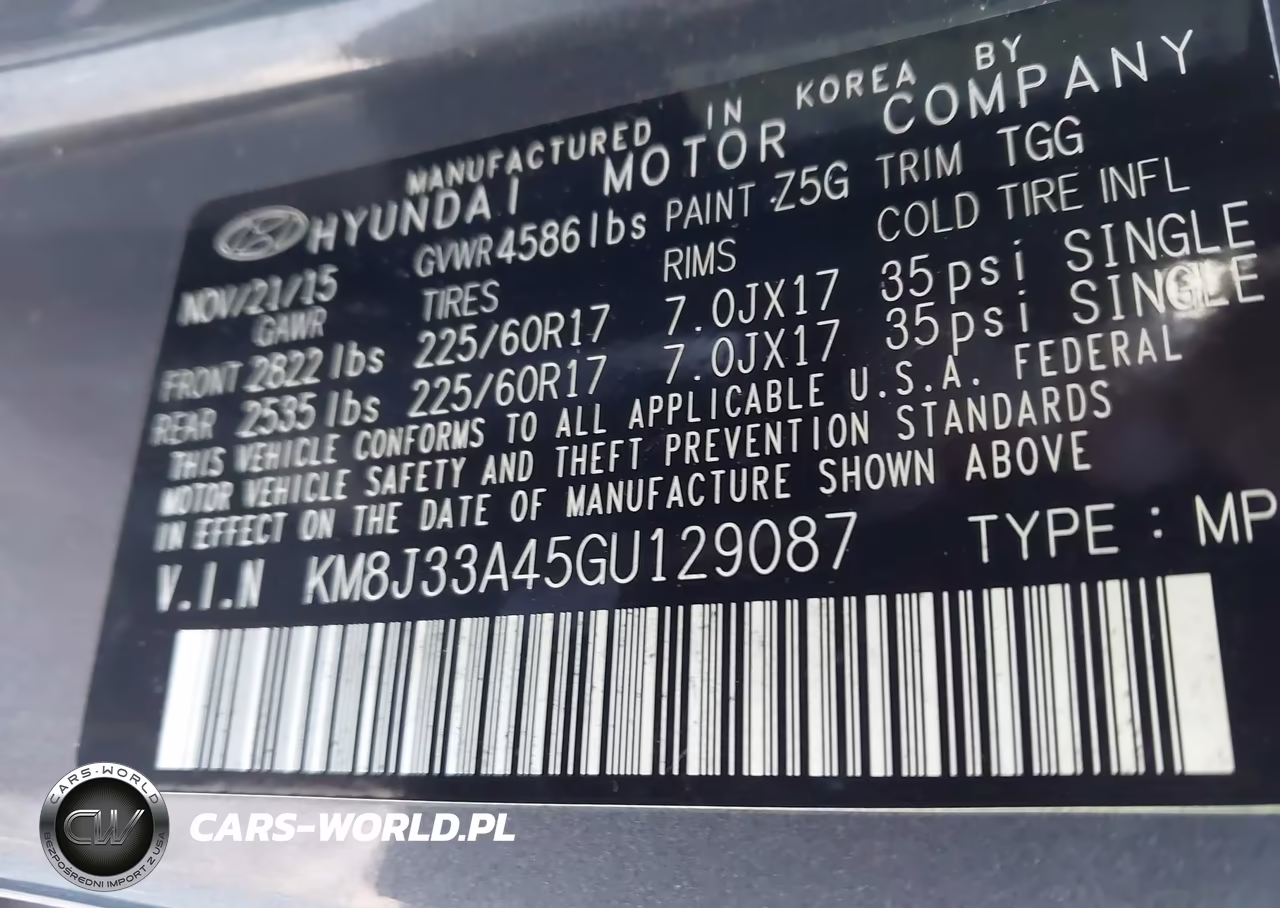 2016 Hyundai Tucson Se VIN:KM8J33A45GU129087 - 9