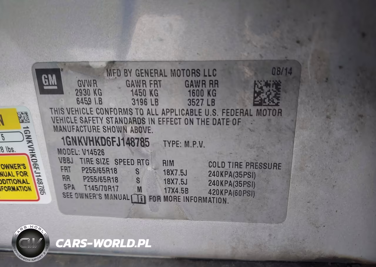 2015 Chevrolet Traverse 2Lt VIN:1GNKVHKD6FJ148785 - 9