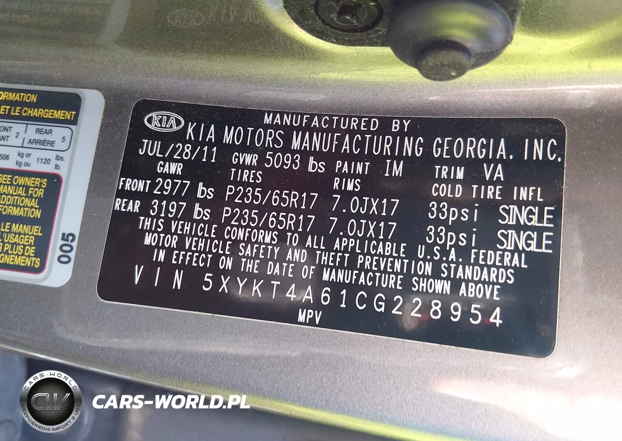 2012 Kia Sorento Lx VIN:5XYKT4A61CG228954 - 9