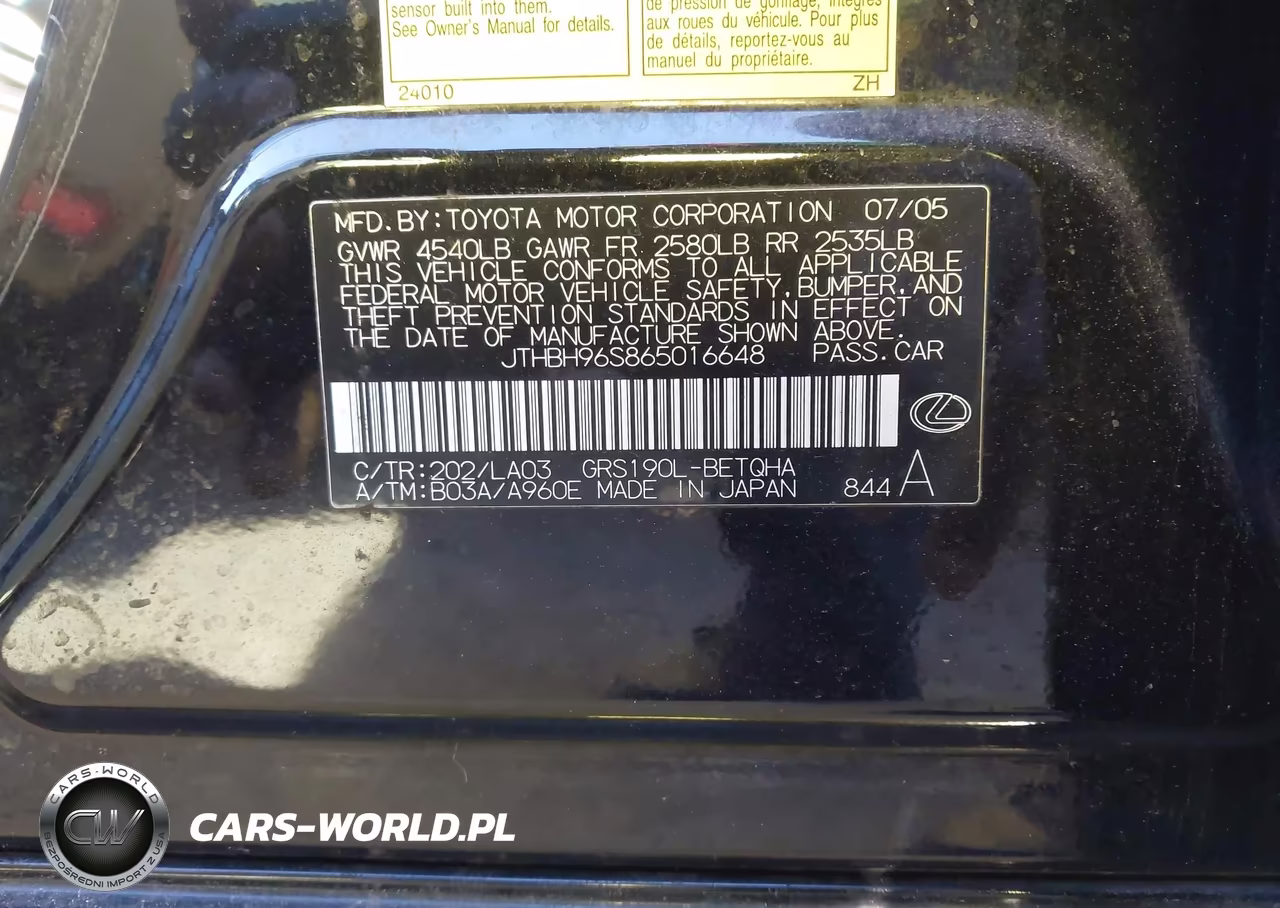 2006 Lexus Gs 300 VIN:JTHBH96S865016648 - 9