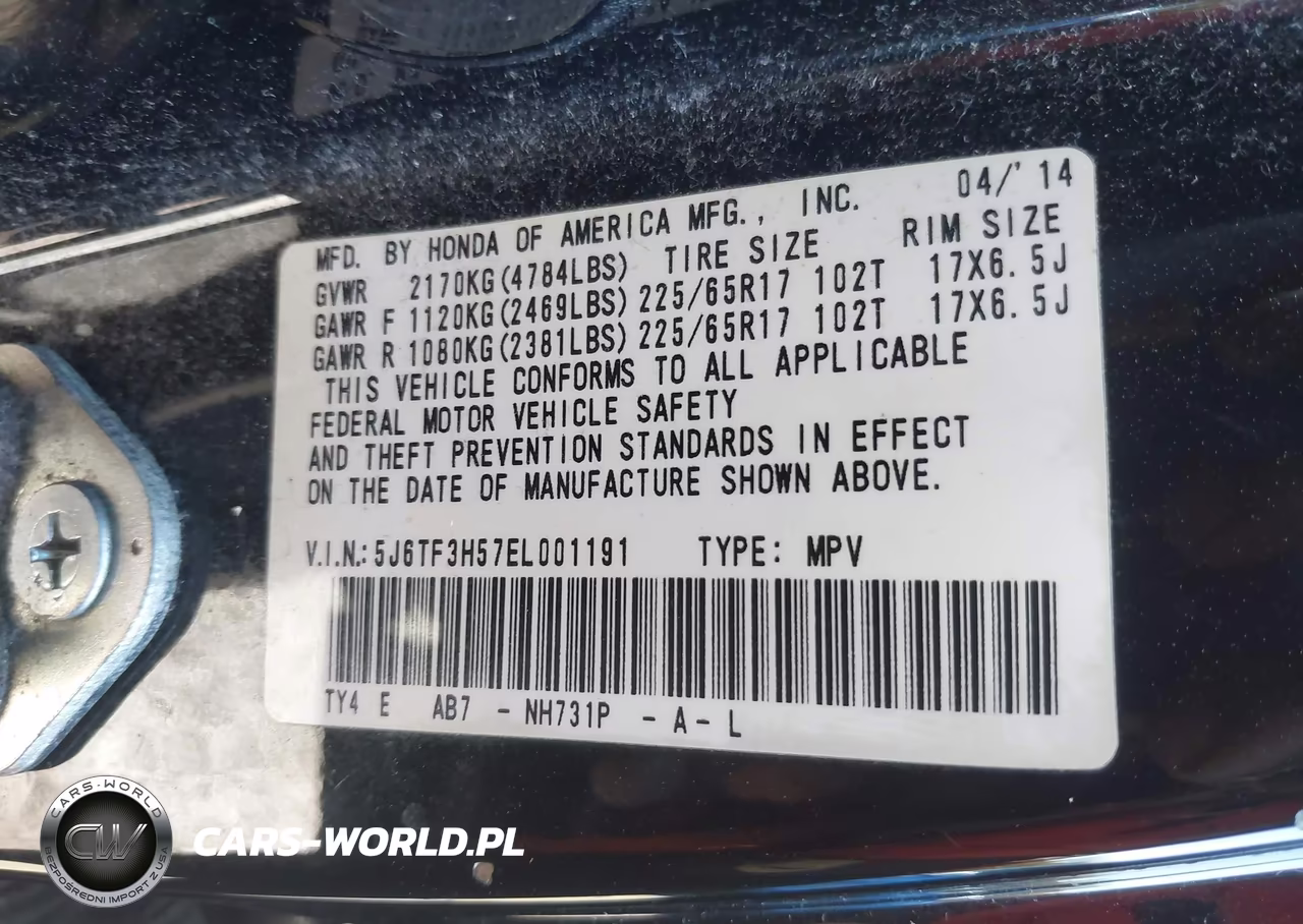 2014 Honda Crosstour Ex-L VIN:5J6TF3H57EL001191 - 9
