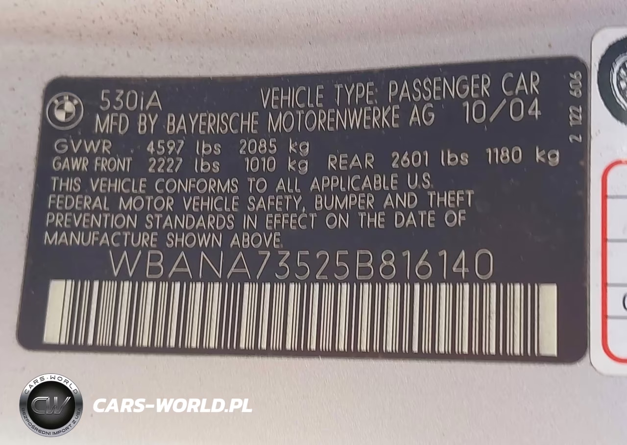 2005 BMW 530I VIN:WBANA73525B816140 - 9