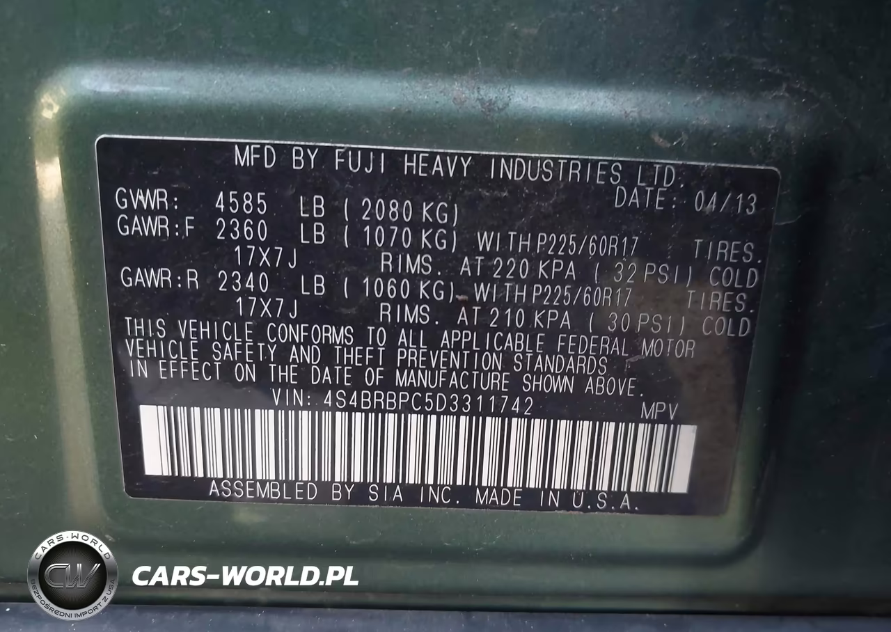 2013 Subaru Outback 2.5I Limited VIN:4S4BRBPC5D3311742 - 9