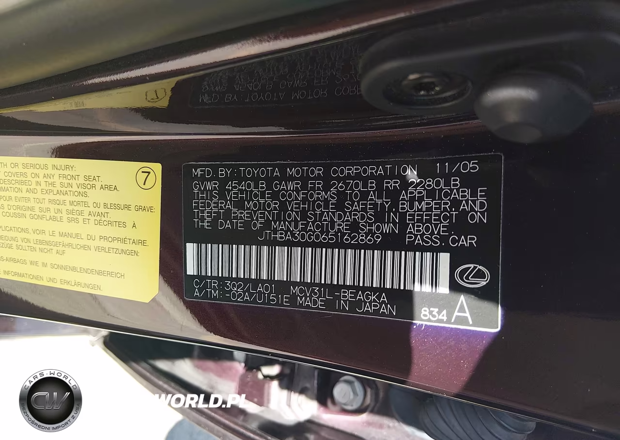 2006 Lexus Es 330 VIN:JTHBA30G065162869 - 9