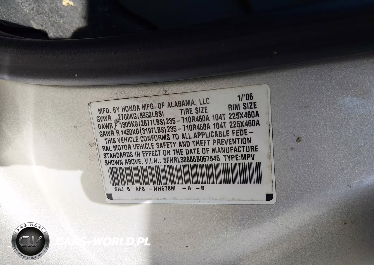 2006 Honda Odyssey Touring VIN:5FNRL38866B067545 - 9