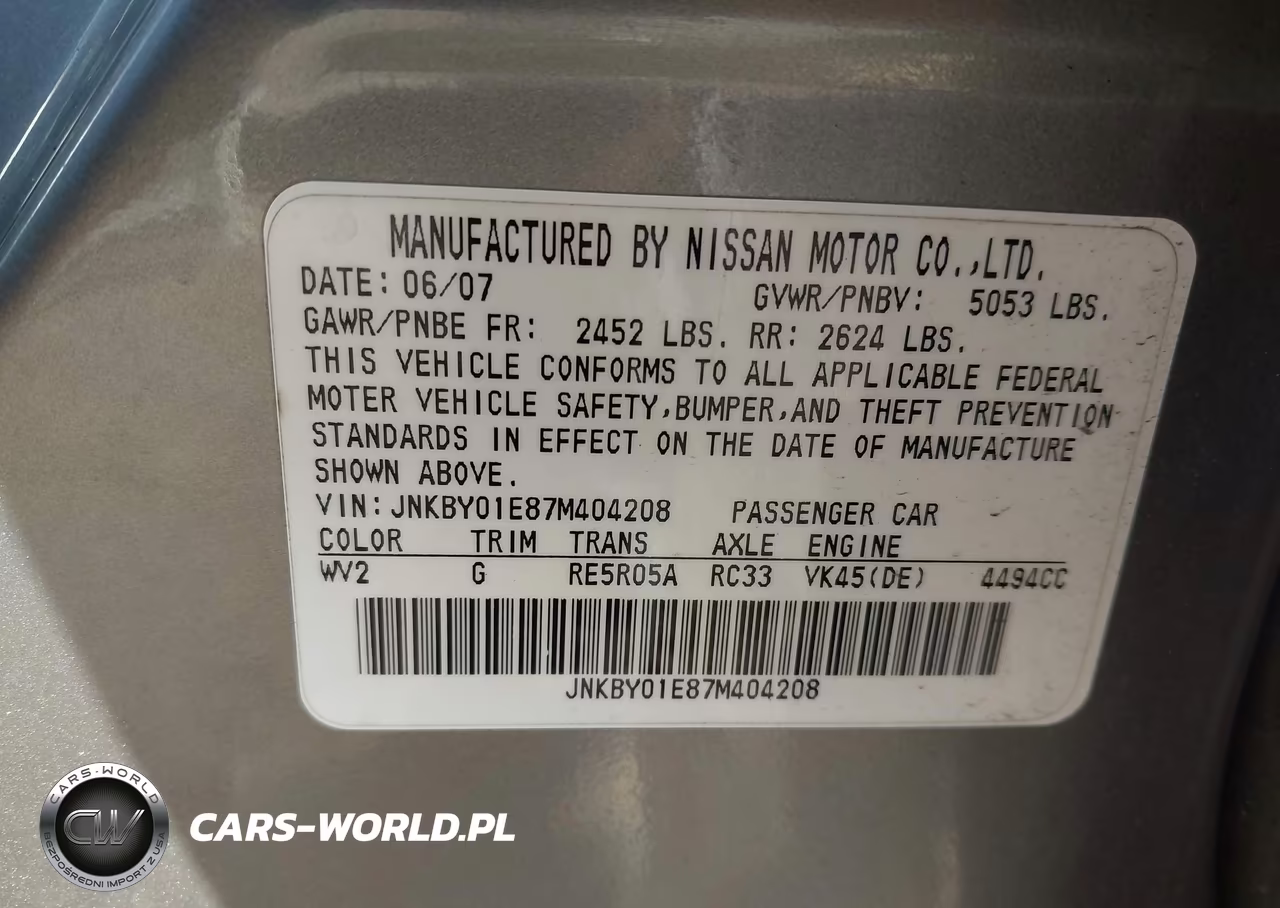 2007 Infiniti M45 Sport VIN:JNKBY01E87M404208 - 9