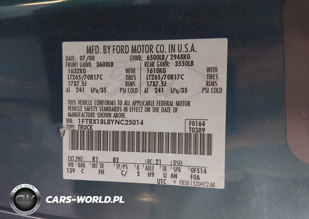 2000 Ford F-150 Lariat-Work Series-Xl-Xlt VIN:1FTRX18L8YNC25014 - 9