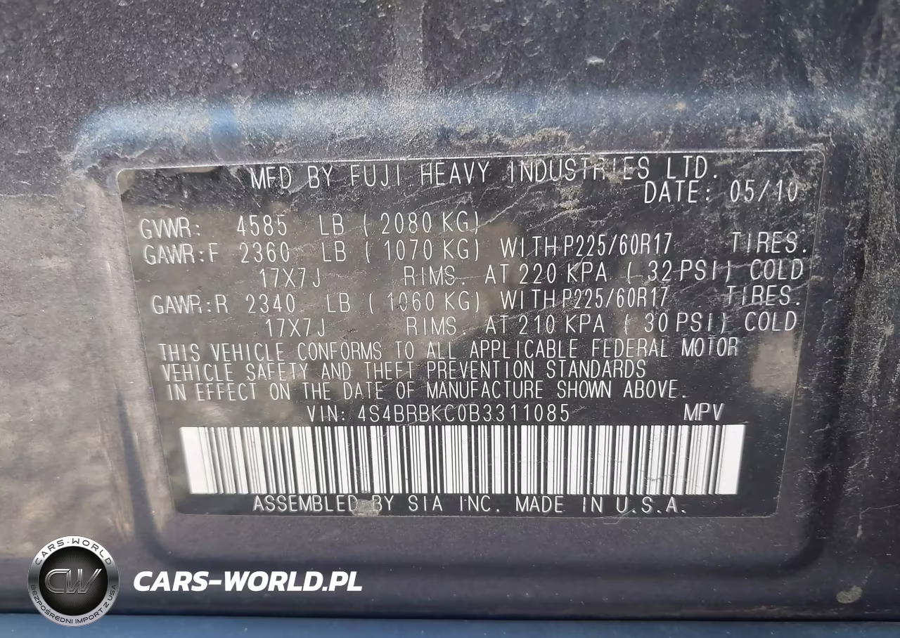 2011 Subaru Outback 2.5I Limited VIN:4S4BRBKC0B3311085 - 9