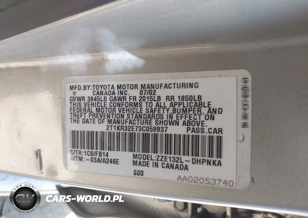 2003 Toyota Matrix Xr VIN:2T1KR32E73C059937 - 9
