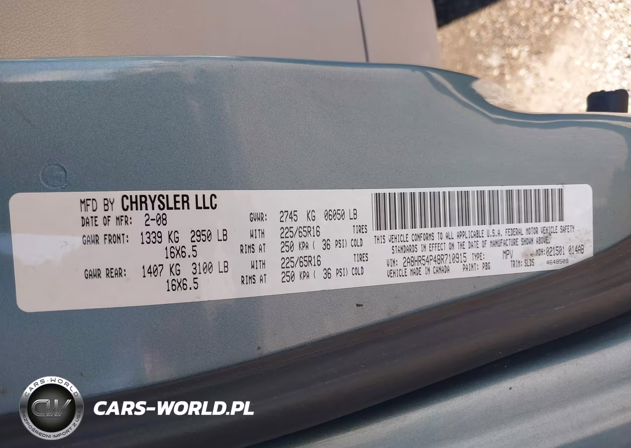 2008 Chrysler Town & Country Touring VIN:2A8HR54P48R710915 - 9