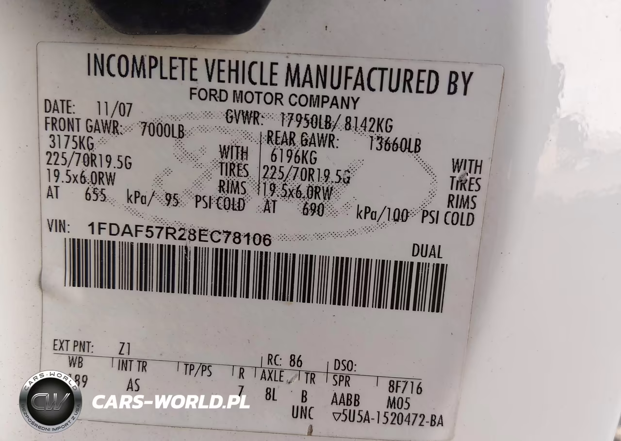 2008 Ford F-550 Chassis Xl-Xlt VIN:1FDAF57R28EC78106 - 8