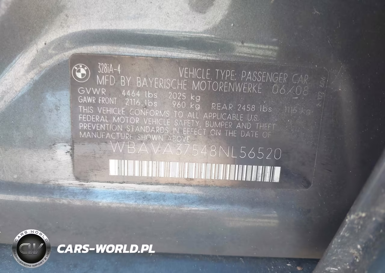 2008 BMW 328I VIN:WBAVA37548NL56520 - 9