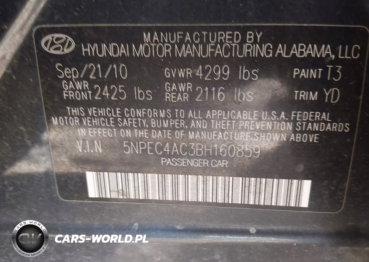 2011 Hyundai Sonata Limited VIN:5NPEC4AC3BH160859 - 9