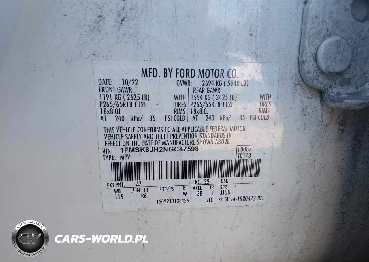 2022 Ford Explorer Timberline VIN:1FMSK8JH2NGC47598 - 9