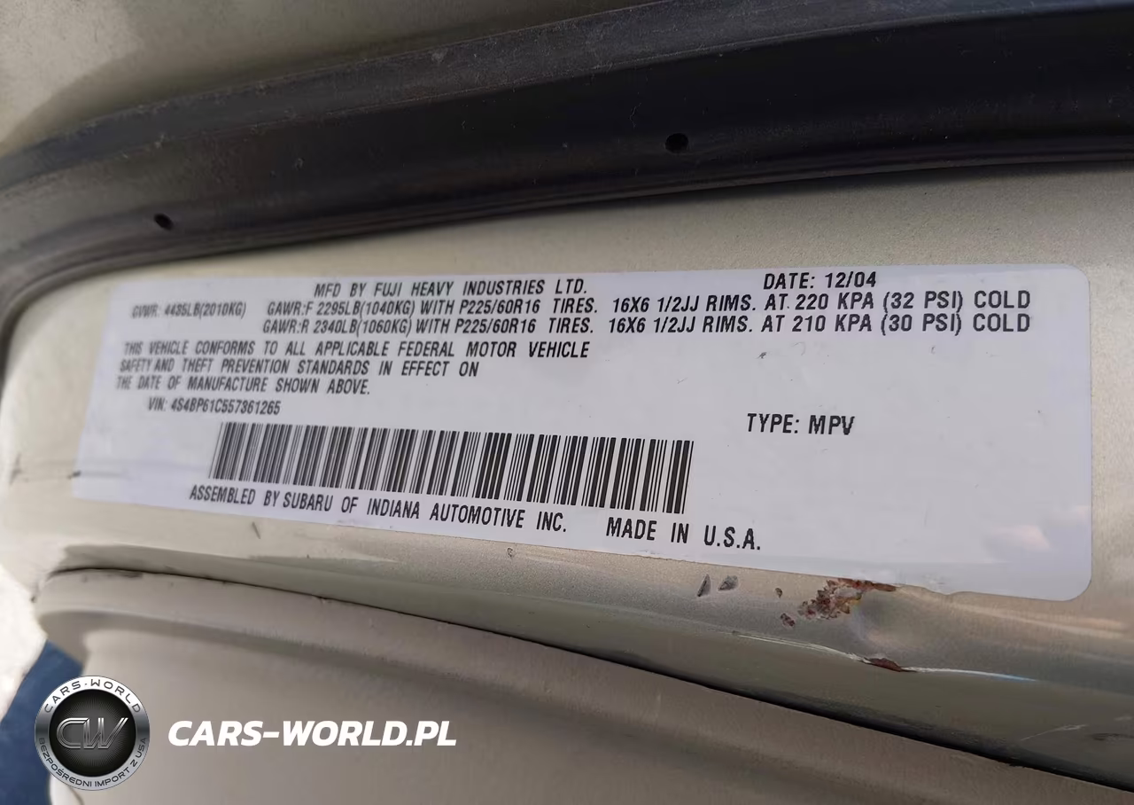 2005 Subaru Outback 2.5I VIN:4S4BP61C557361265 - 9