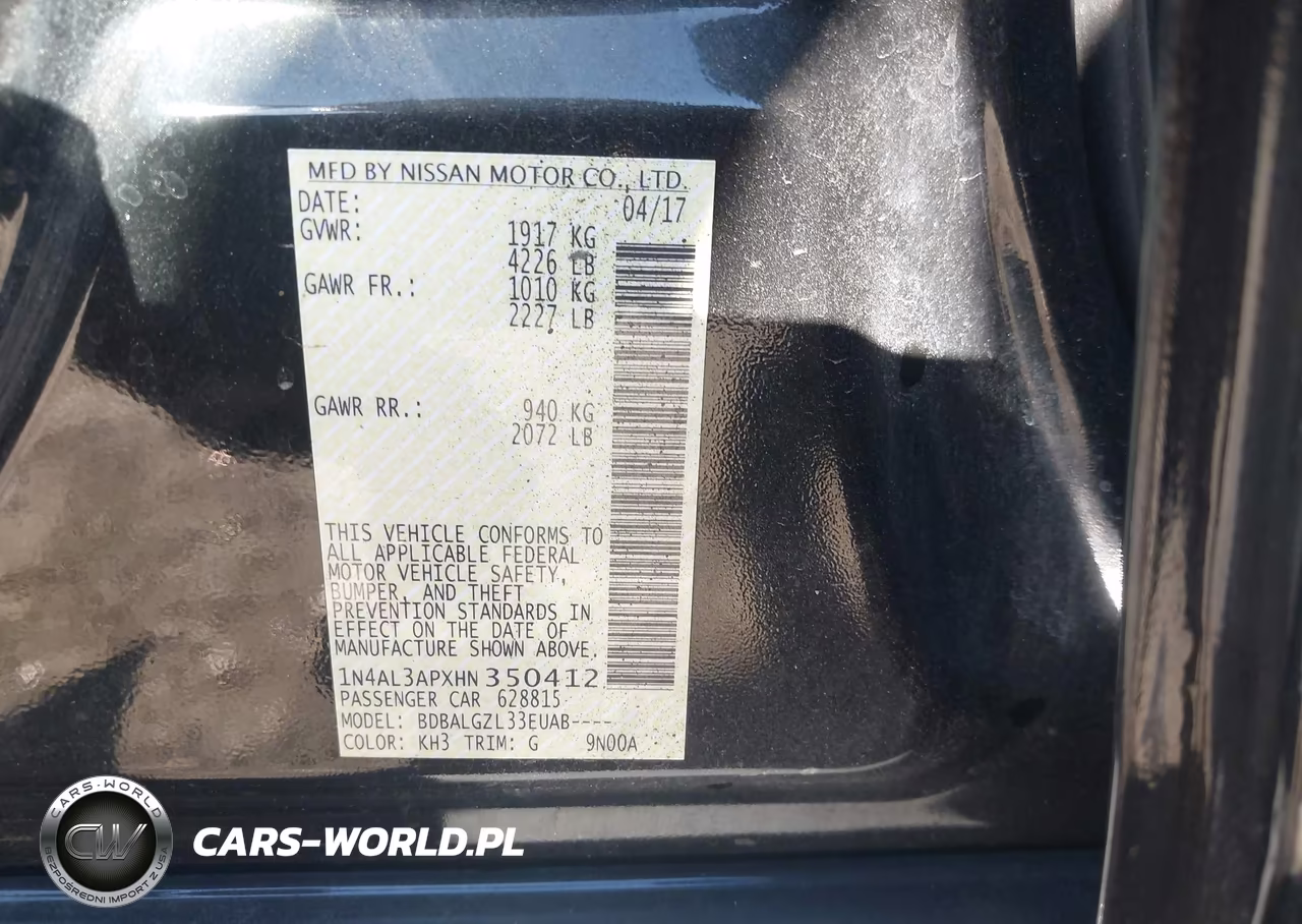 2017 Nissan Altima 2.5 S VIN:1N4AL3APXHN350412 - 9